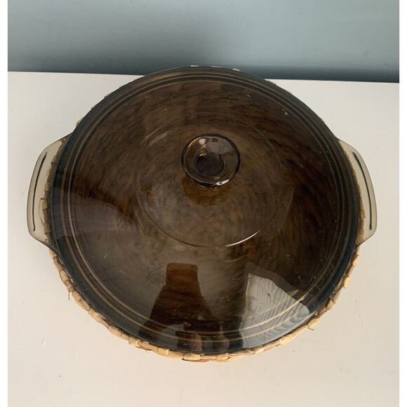 Anchor Hocking 437 Oven Proof 1-1/2 Qt Brown Baking Casserole Dish Lid & Basket - Picture 3 of 13